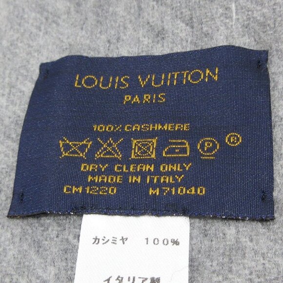 LOUIS VUITTON Echarpe Reykjavik M71040 Noir CM1220 Scarf 100 Cashmere - Picture 2 of 5